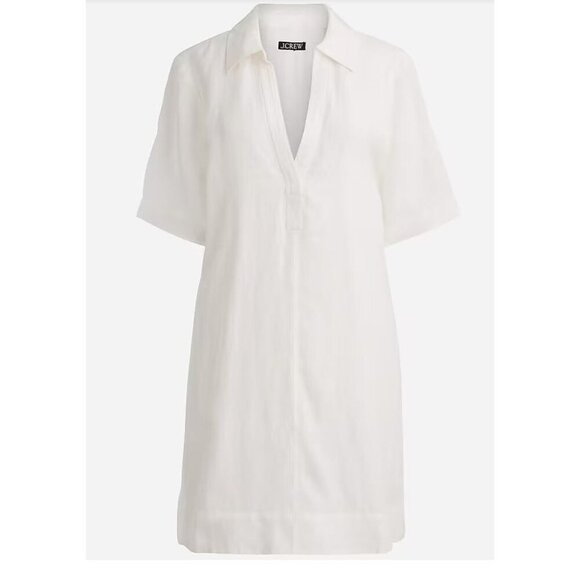 J.Crew Petite Bungalow popover dress in linen white sz PS - Picture 1 of 9